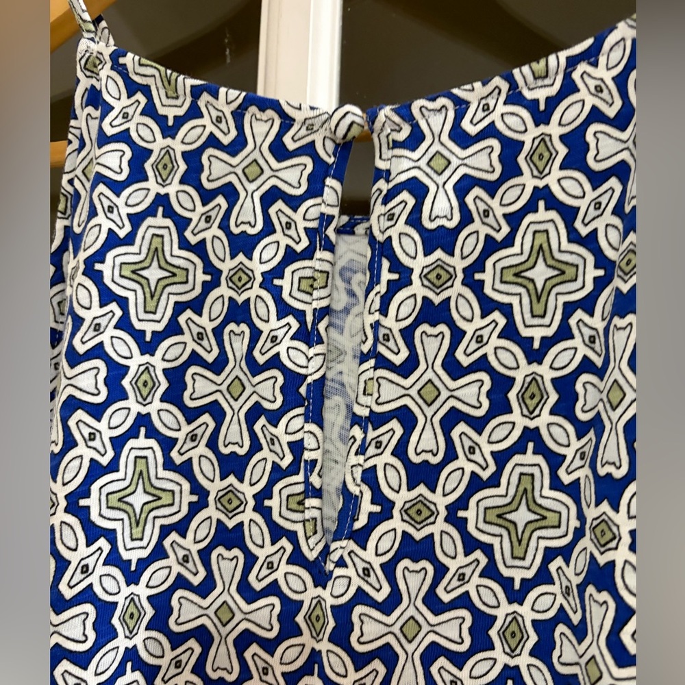 Boden Racer Neck Jersey Midi Dress - Size 16-18 - Blue Heron Flora Tile - Picture 9 of 9